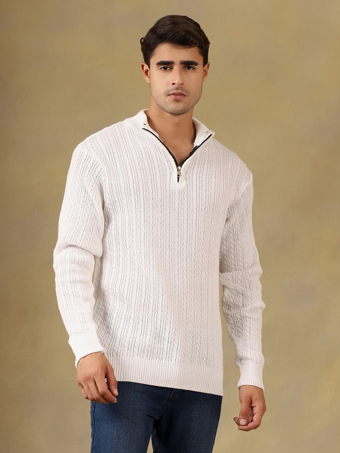 BELLUNO MANDARIN-NECK KNIT ZIP