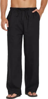 AMALFI BLACK LINEN TROUSERS