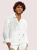 ALBION LINEN SHIRT — WHITE