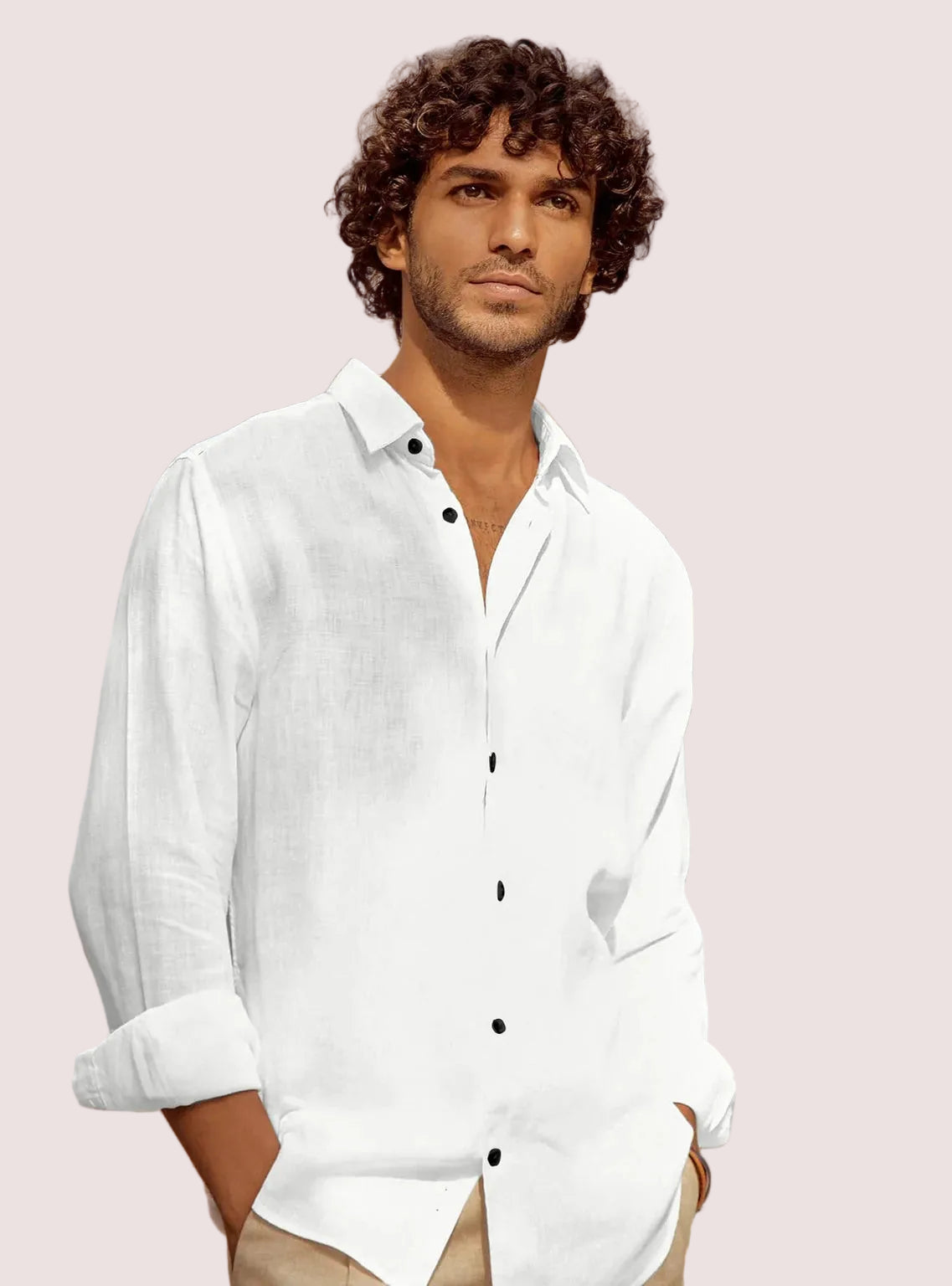 ALBION LINEN SHIRT — WHITE