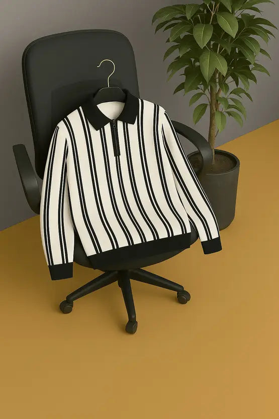 MENTON STRIPED ZIP POLO