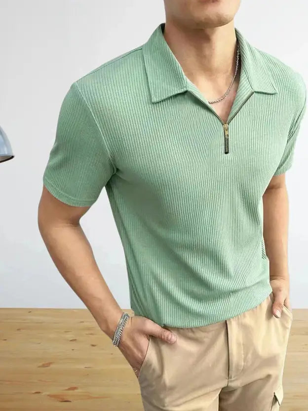 CAPRI STRIPED ZIP POLO