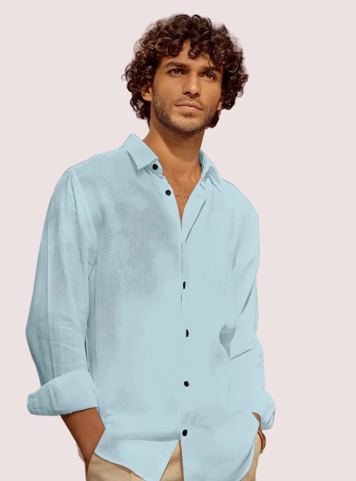 SORRENTO LINEN SHIRT — SKY BLUE