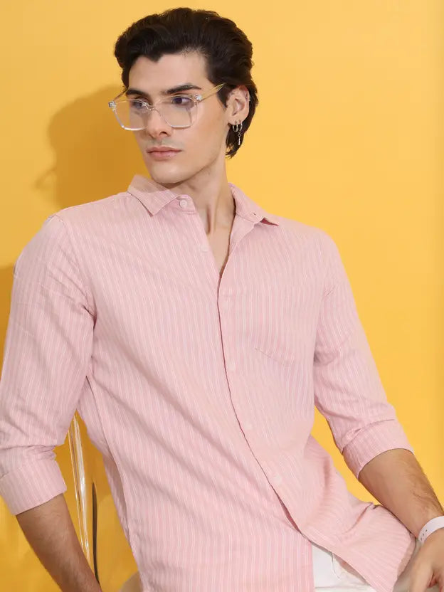 ARLES DOUBLE-STRIPE SHIRT — ROSE