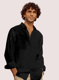 RAVENNA LINEN SHIRT — BLACK