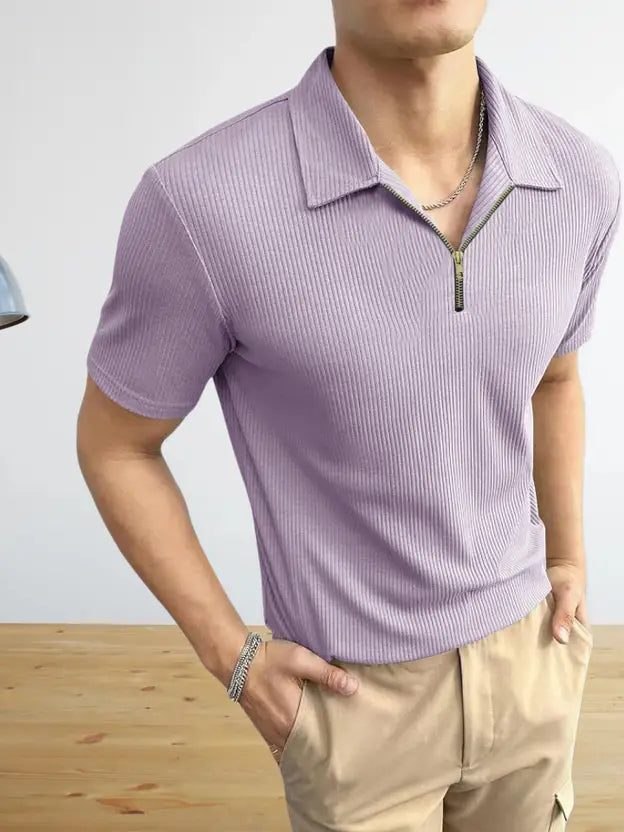 CAPRI STRIPED ZIP POLO